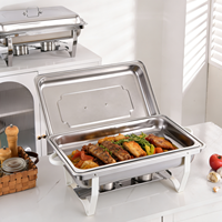 Plat à chafing en acier inoxydable blanc 11L, chauffe-plats commercial pour buffet, idéal pour hôtels, restaurants et traiteurs