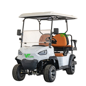 Voiturette de golf électrique Kute 4 places blanche avec sièges et auvent orange - Product Image 1
