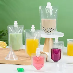 Protección del medio ambiente biodegradable transparente líquido jugo de fruta bolsa de embalaje de bebidas bolsa de succión de bebidas