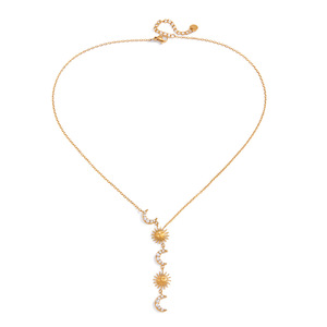 Collar con colgante de sol, luna y estrellas, cadena de diamantes de imitación en tono dorado, joyería de regalo para uso diario - Product Image 5
