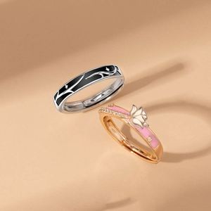 Anillos De Pareja Platinum Plated Thorn and Rose <b>Couple</b> <b>Ring</b> Adjustable Open <b>Couple</b> <b>Rings</b> for Wedding <b>Ring</b> Jewelry - Product Image 3