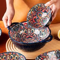 Ensemble de vaisselle bohème en céramique moderne plateau de cuisson ménager et plats assortis pour les fêtes et les décorations
