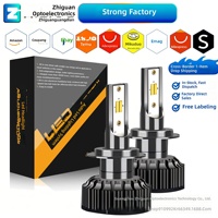 Ampoules de phares de voiture LED 12V super lumineuses à trois couleurs, 16000 lm, H7 H1 H11 9005 H4, double faisceau ; Vente directe usine