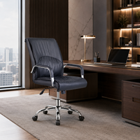 Chaise de bureau de direction ergonomique moderne en cuir PU avec accoudoirs chromés, roulettes pivotantes, hauteur réglable - Chaise de patron de luxe