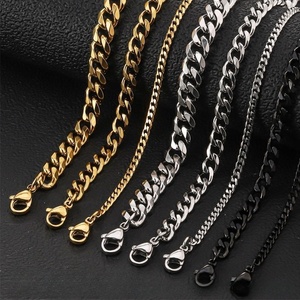 Colar Elo Cubano Miami 3/5/7mm Aço Inoxidável Punk Hip Hop Banhado a Ouro Preto Prata Joia Presente para Homens Mulheres - Product Image 1