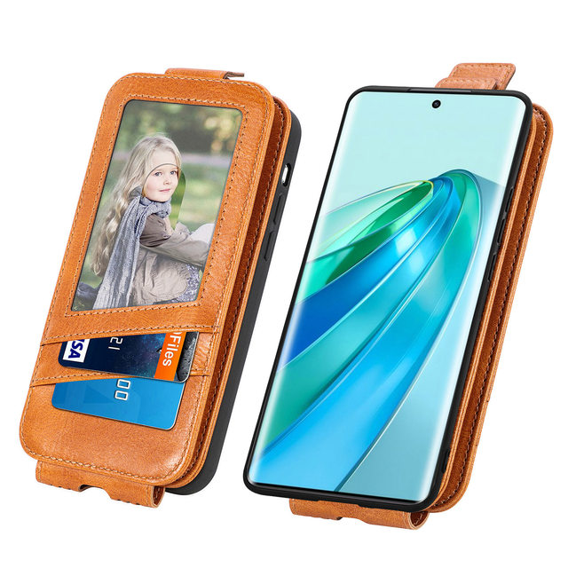 Up and Down Flip Leather case Pouch for Huawei Nova Y61/Honor X9A/Honor X8A