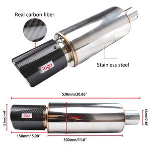 كاتم صوت للسيارة من مصنع متخصص، مدخل 2.5 بوصة ومخرج <span class=keywords><strong>4</strong></span> بوصات، مصنوع من ألياف الكربون الحقيقية، قطر الأسطوانة 127 ملم، أنبوب عادم للسيارات مناسب للتدفق الخفيف - Product Image 2