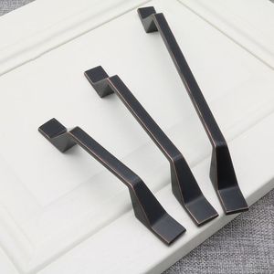 Furniture Hardware Accessories <strong>Black</strong> Aluminum Handle American Cabinet <strong>Door</strong> Handle Drawer Wardrobe <strong>Door</strong> Handle - Product Image 1