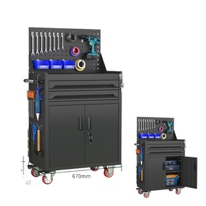 <b>Workshop</b> Mobile Tool Cart 3 <b>Drawer</b> Industrial Cabinet Padlockable Heavy Duty Toolbox For Automotive Repair Storage - Product Image 2