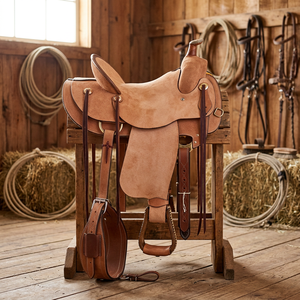 BS International Natural Crafts Pure Leather Wood Tree English Race Saddle SUS304 Hardware Soft High Comfort Horse Bridle Rugs - Product Image 1