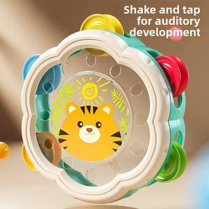 Tambourin en plastique pour tout-petits, jouet musical à claquer, instrument de musique en forme de fleur, cloche à main, tambour - Product Image 2