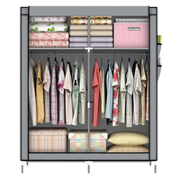 Armoire Portable Pliable et Imperméable pour Chambre à Coucher, Grande Garde-Robe Organisateur de Vêtements avec 4 Étagères de Rangement et 2 Sections de Suspension
