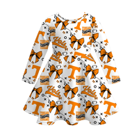 Robe décontractée à manches longues en soie de lait douce pour bébés et jeunes enfants, motif football, longueur genou, Saints 49ers Steelers, collection automne
