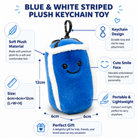 Porte-clés en peluche Zaves super doux, écologique, durable, kawaii, rayé, pour sacs à dos et sacs, vente en gros