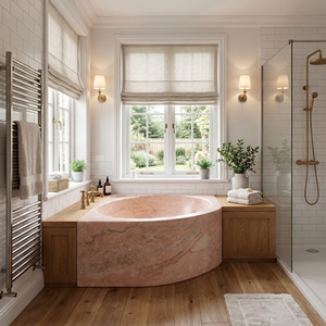 Bañeras Ovaladas Modernas de Lujo Hechas a Medida, Exclusivas Rosa Aurora/Portogallo, Bañeras Independientes para Hidromasaje, para Hoteles, Villas, Casas - Product Image 1