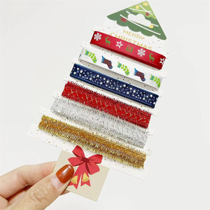 Ruban de Noël 6 couleurs assorties Rubans à thème Joyeux Noël pour emballer des cadeaux, des travaux manuels et des décorations de fêtes - Product Image 2