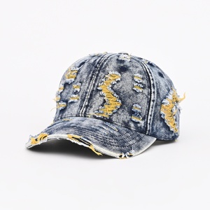 Gorra Personalizada con Logotipo Personalizado, Gorra de Béisbol de Mezclilla con Agujeros Coloridos, Gorra de Sol de Algodón Lavado, Gorras Vintage de Estilo Urbano para Hombre - Product Image 2