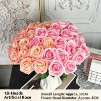 Bouquets de roses colorées haut de gamme, centres de table artificiels pour mariage, décoration d'événements, 18 têtes, article décoratif