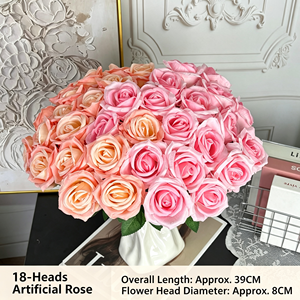 Bouquet di Rose Colorate Artificiali di Alta Qualità, Centrotavola per Matrimoni ed Eventi, Decorazione con 18 Fiori - Product Image 2