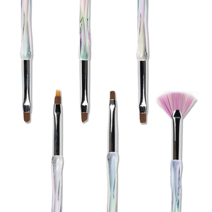 Ensemble de pinceaux de nail art en gel avec manche acrylique dégradé, pinceaux de peinture en nylon personnalisables avec logo - Product Image 1