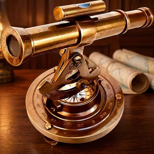 High Quality 15\" Solid Brass Captain's Spyglass Telescope with 4\" Base <b>Compass</b> Alidade Decorative Gifts - Product Image 4