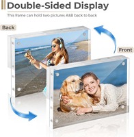 Cadre photo magnétique autoportant en acrylique transparent double face pour décoration de table de salon