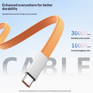 สายชาร์จเร็ว 240W แบบพับได้ <span class=keywords><strong>หัว</strong></span>งอ Type-C สำหรับ iPhone วัสดุซิลิโคน ขายดีข้ามพรมแดน - Product Image 2