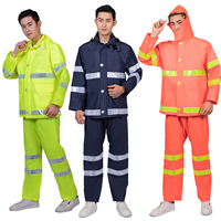 Imperméables, Ensemble de travail 2 pièces, Tissu tricoté PVC 0,4 mm, Bandes réfléchissantes haute visibilité, Logo OEM pour l'entretien des terrains