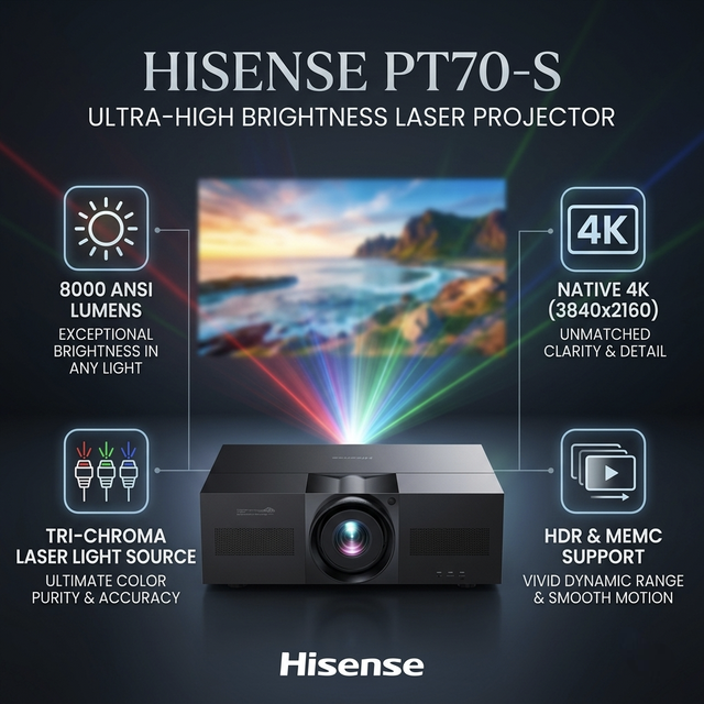 Hisense 4K Triple Laser Projector 8000 Lumens DLP for Large Conference Business Meeting Auditorium