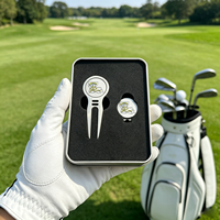 Ensemble cadeau de golf tout en métal, outils professionnels de réparation de divots de golf, marqueur de balle de golf poli de qualité usine