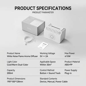 เครื่องกระจายความชื้นไวท์เฟลมพร้อมลำโพงบลูทูธ เสียงรอบทิศทาง 360 องศา เครื่องกระจายกลิ่นไร้สาย - Product Image 4
