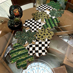 Embroidered <b>Table</b> Runner <b>Plant</b> Pattern Bohemian Style Green Black White Home Decor - Product Image 1