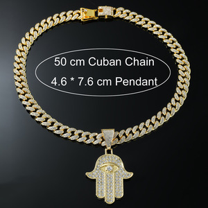 2026 Hot Selling Eyes Palm Shaped Geometric Pendant Necklace Personalized Hip Hop Style Men's Necklaces Trendy Jewelry Wholesale - Product Image 5