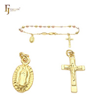 Z54190206 FJ Fallon Bijoux de mode italiens, collier chapelet catholique Vierge de Guadalupe plaqué or 14 carats bicolore