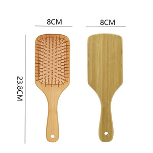Tùy chỉnh laser tre tự nhiên bàn chải tóc với mái chèo thiết kế lông và cao su massage đầu lược cho Salon & Home Styling - Product Image 2