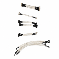 Faisceau de câbles en silicone noir OD0.6mm 12 broches, gaine tressée blanche, pour l'électronique grand public audio de précision, faisceau de câbles personnalisé