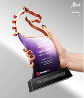 Nouveau Trophée Créatif en Métal et Cristal Année du Cheval 2026 pour Réunion Annuelle d'Entreprise, Plaque de Récompense pour Employés, Souvenir