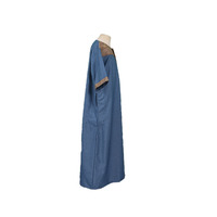 Thobe marocain en lin et coton pour garçons - Vêtement islamique traditionnel, longueur au sol, manches courtes, léger, pour adultes musulmans