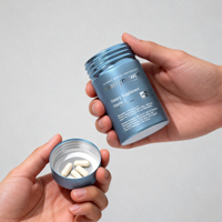 Nouveau produit Boîte à pilules en aluminium Contenant de stockage de capsules de vitamines Contenant portable de compléments alimentaires Pots en métal avec bouchons