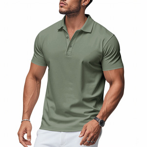 Polo da uomo estiva di tendenza, tinta unita, con risvolto e bottoni, nuova, traspirante, ad asciugatura rapida, a maniche corte, alla moda e casual. - Product Image 3