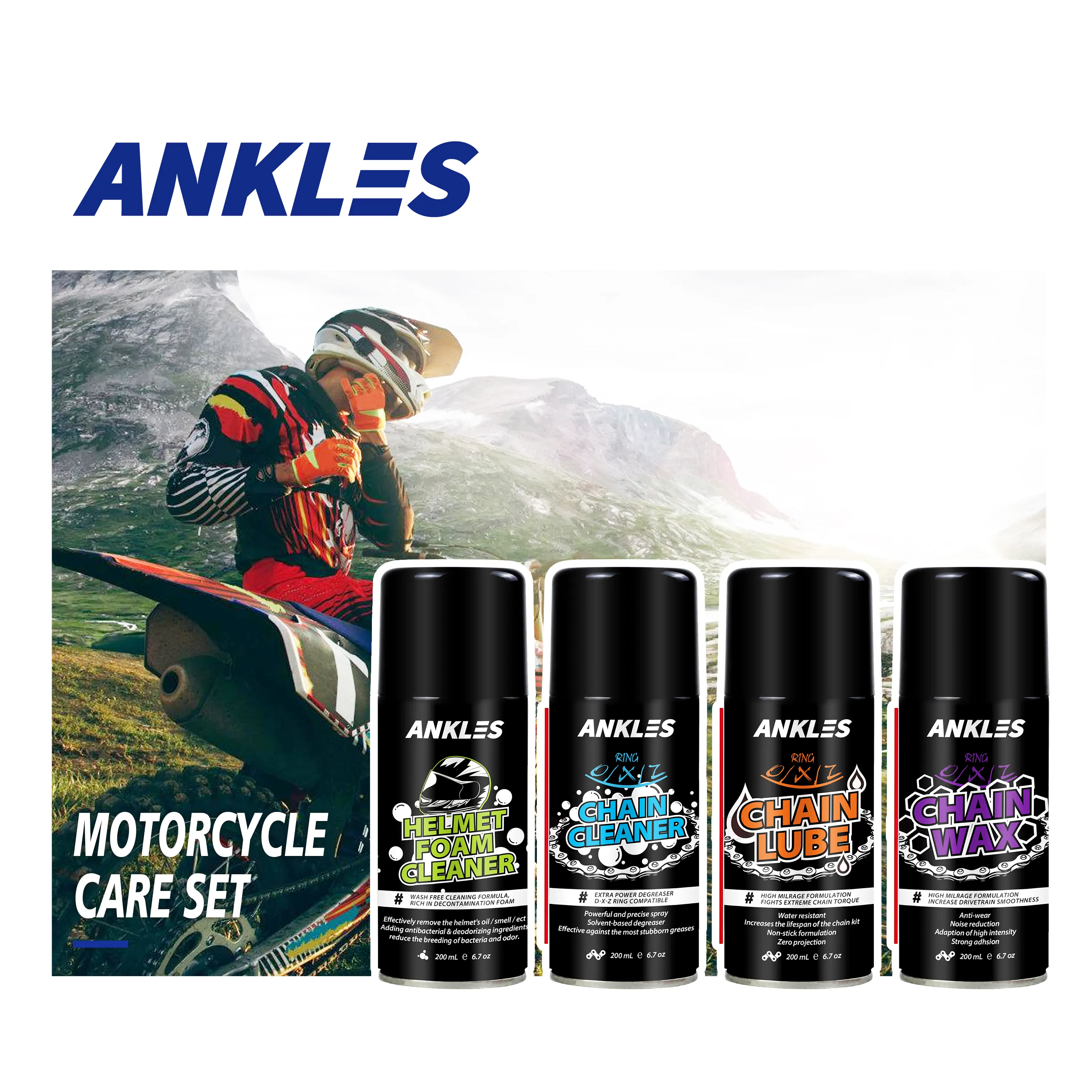 Enkels 200Ml Groothandel Motor Care Kit Met Helm Cleaner Keten Wax Cleaner Glijmiddel Spray Cleaning Car Care