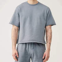 T-shirt Homme Oversize en Coton Lourd 250 g/m² Style Vintage Décontracté Uni Tricoté Coupe Boxy Ourlet Brut Impression Numérique