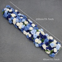 Rangkaian Bunga Sutra Buatan Tangan Warna Biru Royal Putih Peony Hydrangea untuk Dekorasi Pesta Pernikahan, Hiasan Tengah Meja, Mawar A4807