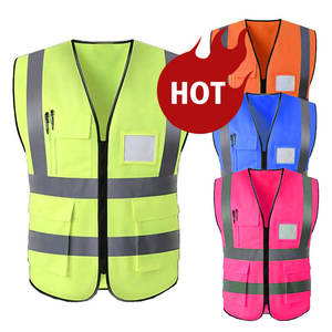 Harga pabrik Hi Vi Chalecos De Seguridad jaket reflektor konstruksi poliester ritsleting rompi keselamatan reflektif biru mewah - Product Image 1