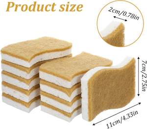 Éponge de cuisine biodégradable naturelle, éponge à récurer en cellulose et noix de coco compostable, éponge écologique - Product Image 2