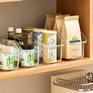 <b>Clear</b> PP Injection Kitchen Pantry <b>Storage</b> <b>Container</b> Box Rectangle Snack and Beverage Organizer with Handle - Product Image 4