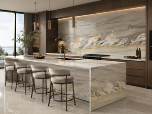 Dalles de quartzite de qualité supérieure, panneaux muraux en pierre de luxe, surface en pierre haut de gamme pour salle de bain, design moderne - Product Image 3