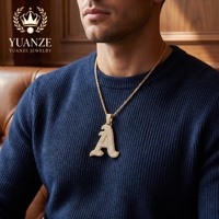Collier de luxe personnalisé avec pendentif lettre gothique en argent 925 plaqué or 18 carats et moissanite, idéal pour les fêtes hip-hop, vente en gros OEM ODM