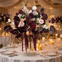 Produits à succès SEGRO, fleurs artificielles faites à la main, rouge vin, 30 cm/40 cm/50 cm/60 cm/70 cm, toile de fond florale pour décoration de mariage