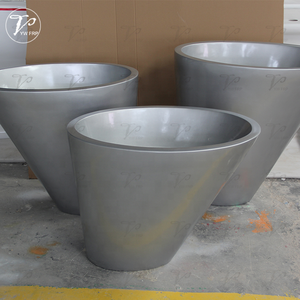 Macetero de fibra de vidrio, grande, plateado, redondo, cónico, juego de combinación para jardín al aire libre - Product Image 6